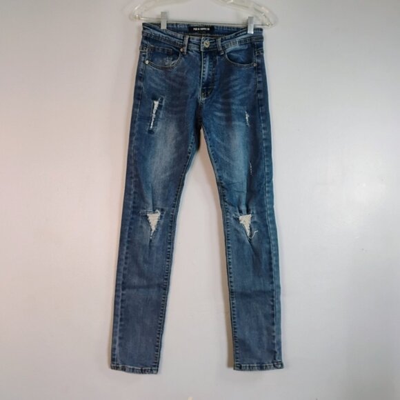 PUBLIC SUPPLY CO. New York Blue Skinny Jeans Distressed Details Men's Size 30/32 - Picture 1 of 7